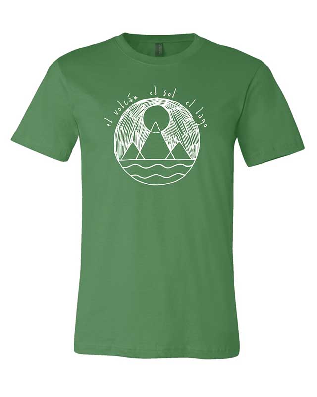 Volcano + Sun + Lake | White Ink - Green