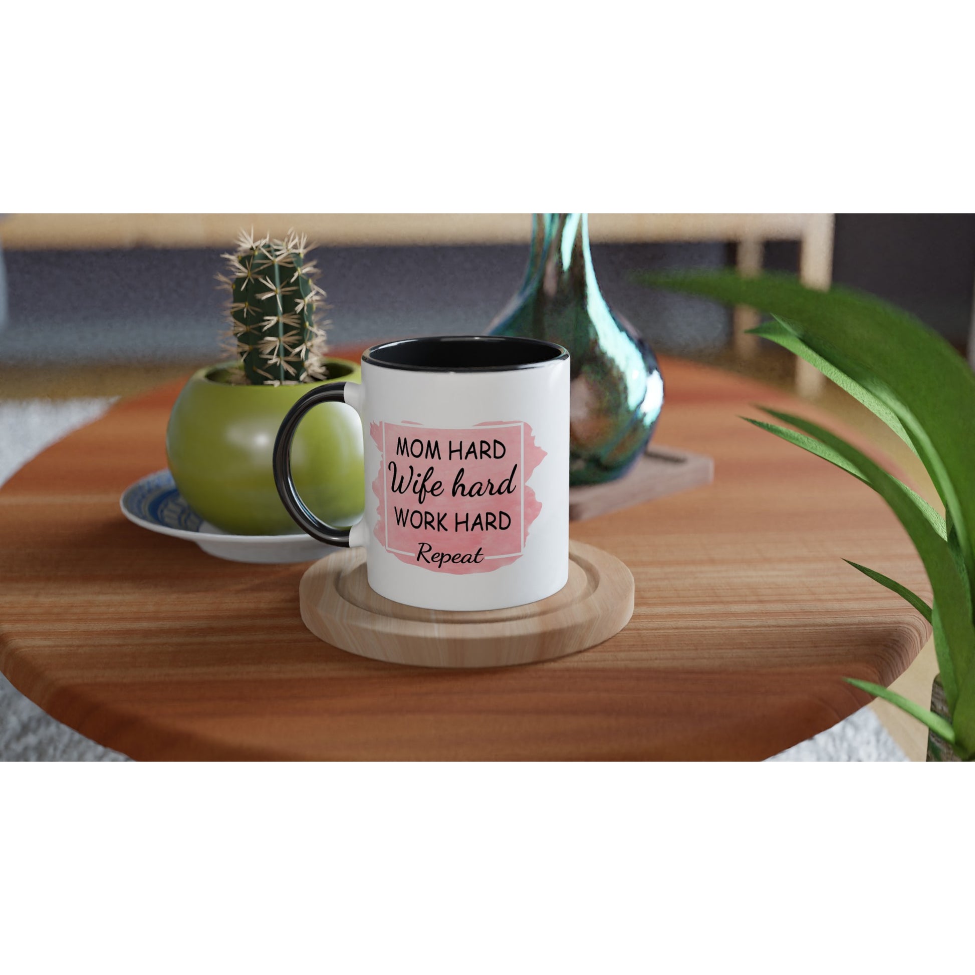 White 11oz Ceramic Mug Mom Life with Black Inside