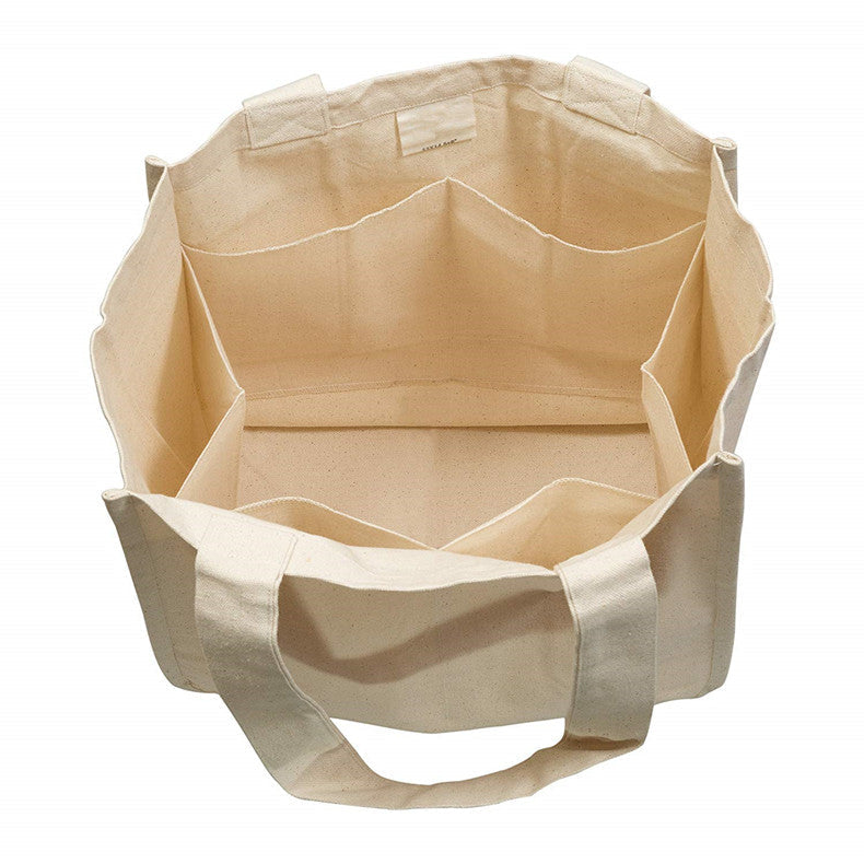 Reusable Organic Cotton Tote Mesh Bag w/6 Internal Sleeves w/Logo.