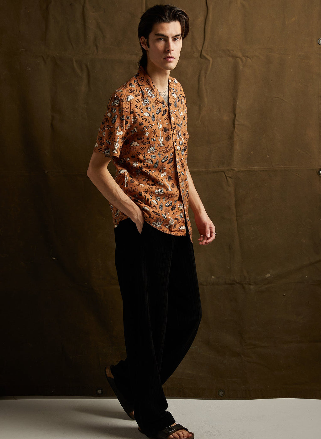 Raise Hell Eat Tacos Button-Up