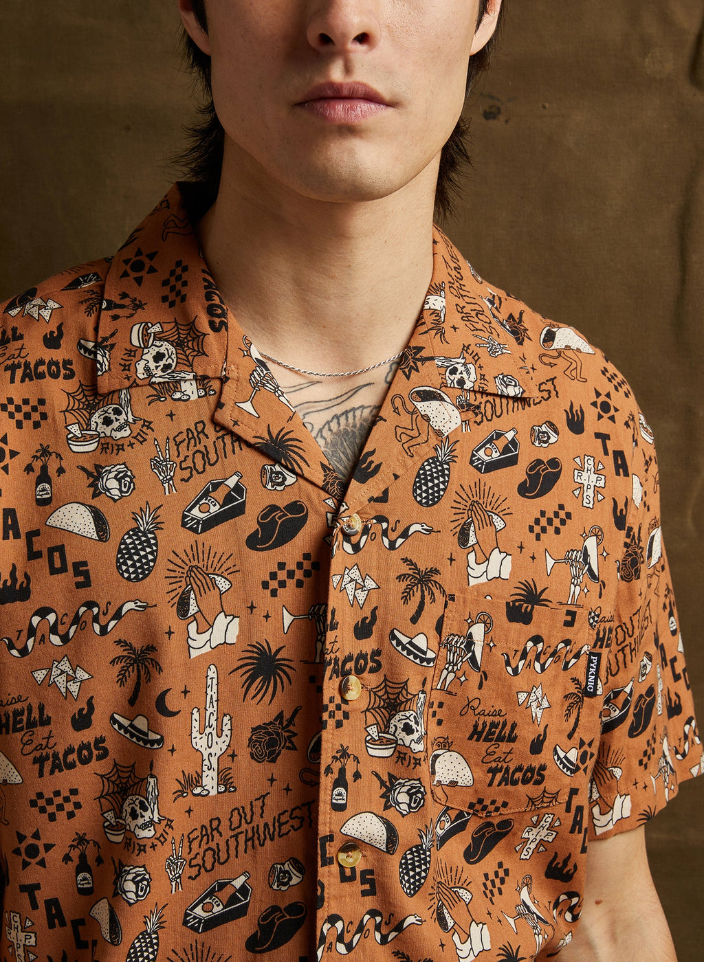 Raise Hell Eat Tacos Button-Up