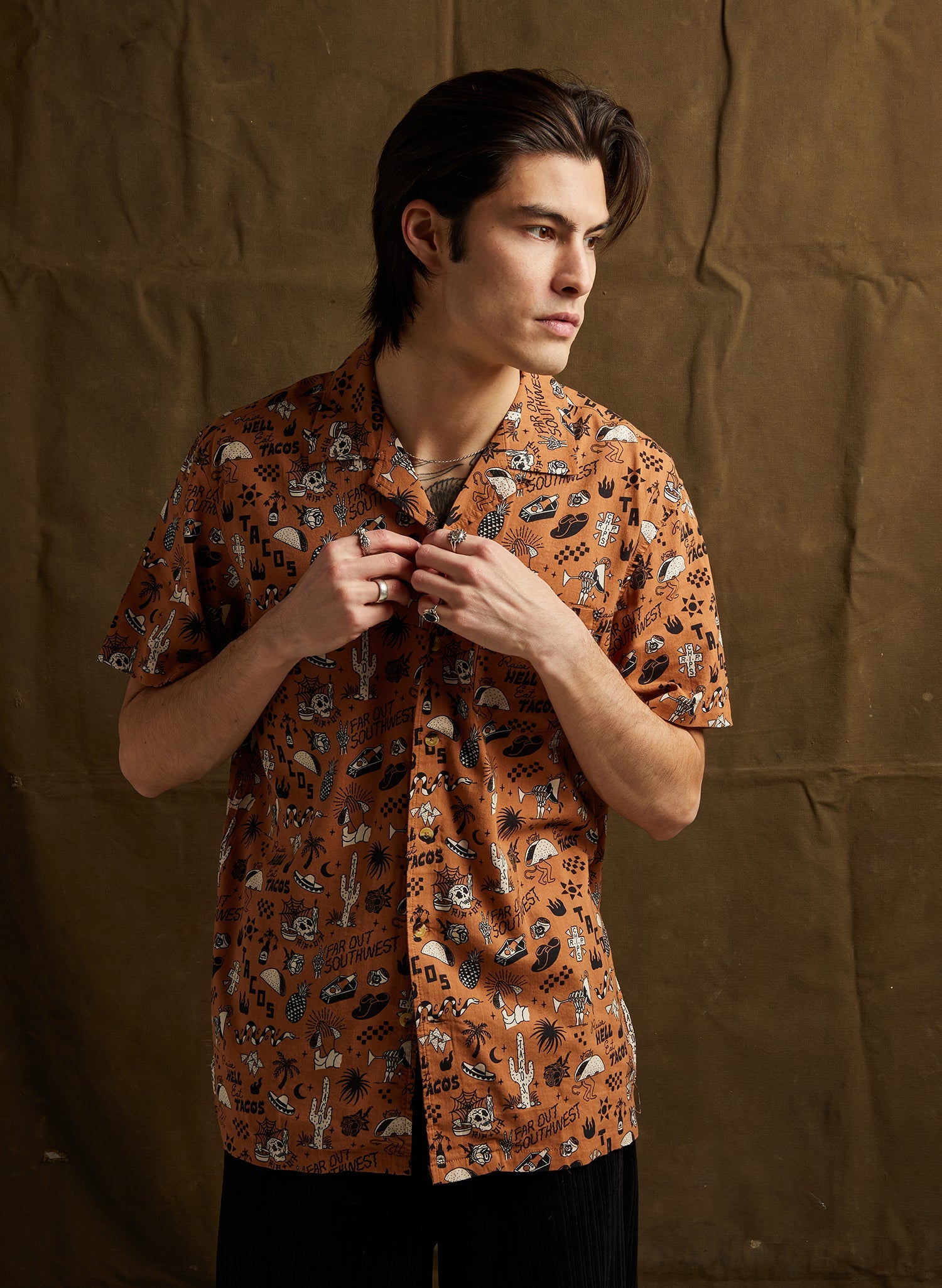 Raise Hell Eat Tacos Button-Up