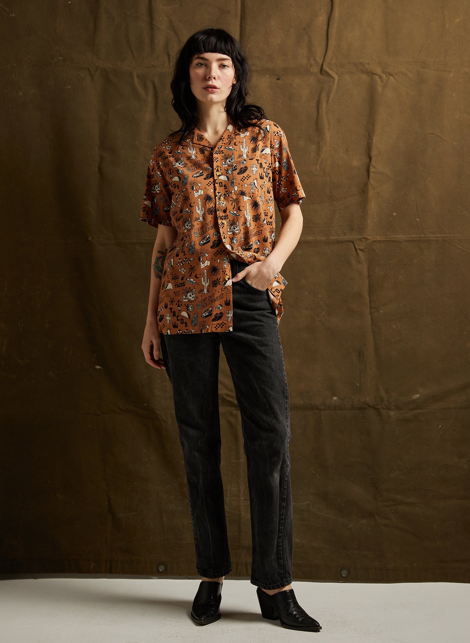 Raise Hell Eat Tacos Button-Up