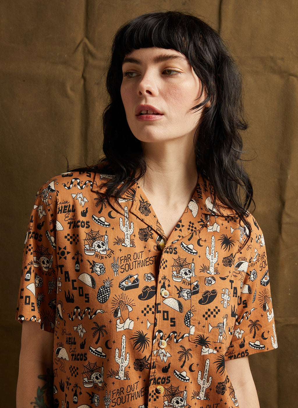Raise Hell Eat Tacos Button-Up