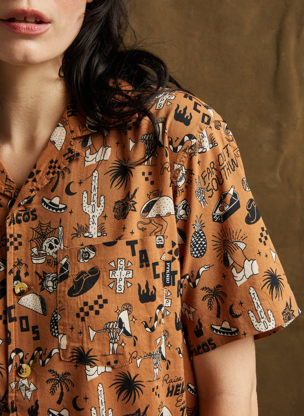 Raise Hell Eat Tacos Button-Up