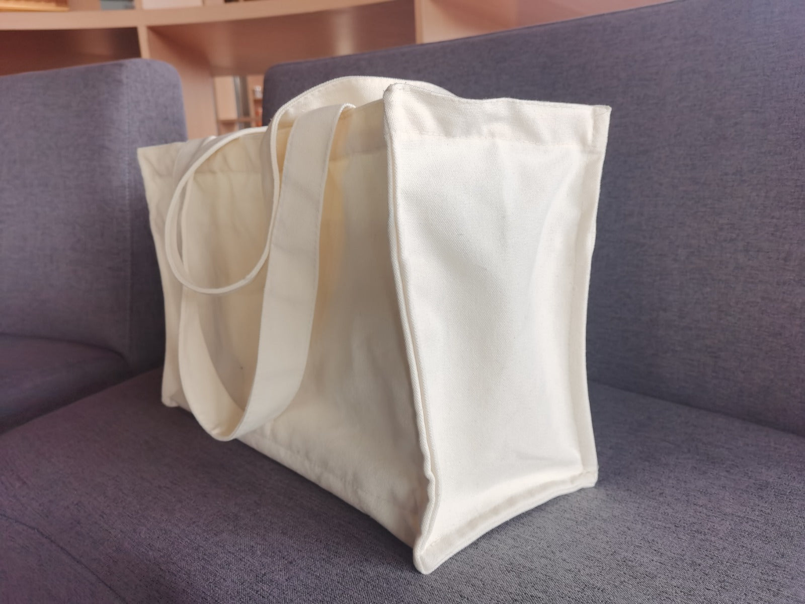 Reusable Organic Cotton Tote Mesh Bag w/6 Internal Sleeves w/Logo.