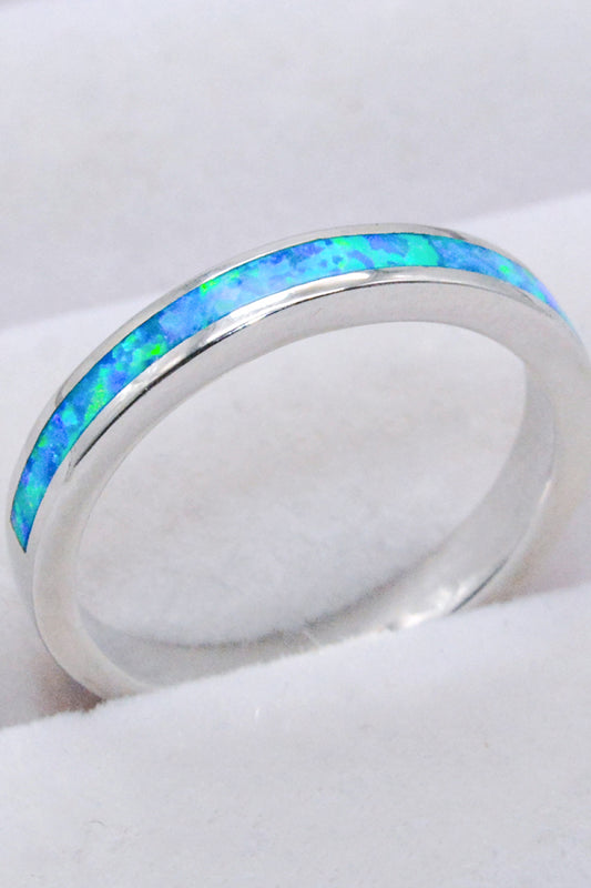 Sterling Silver Opal Ring in Sky Blue