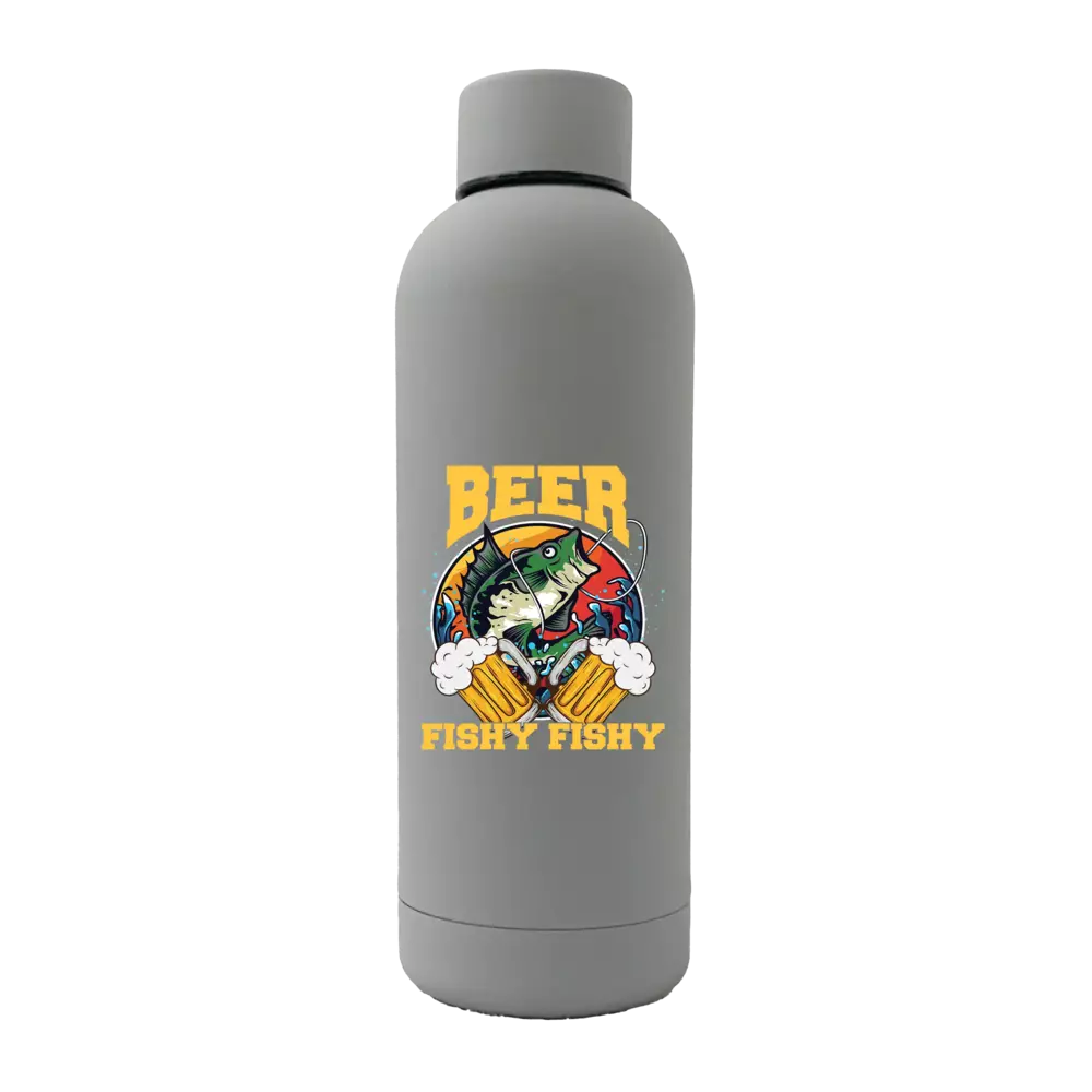 Beer Fishy Fishy 2, 17oz Stainless Rubberized Water Bottle
