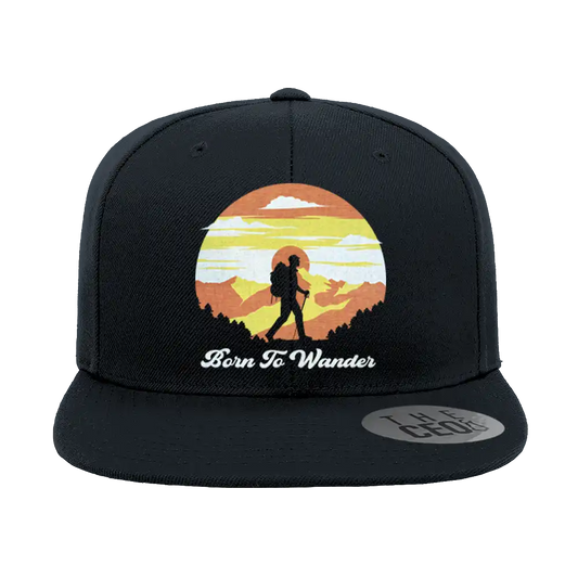 Born To Wander Embroidered Flat Bill Cap