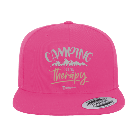 Camping Is My Therapy Embroidered Flat Bill Cap