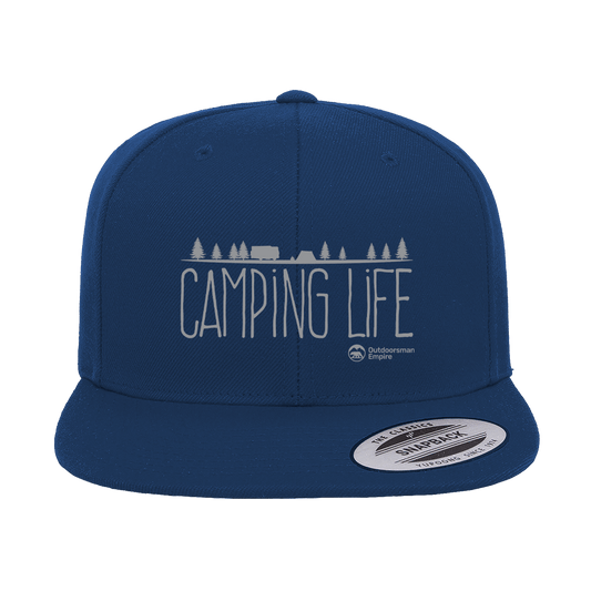 Camping Life Embroidered Flat Bill Cap
