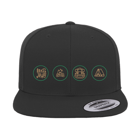 Camp Life Embroidered Flat Bill Cap