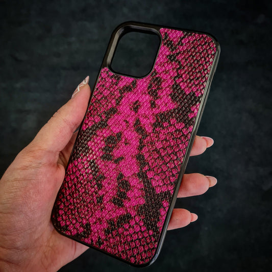 Bestia Pink "Rock Python" Leather Phone Case Pink