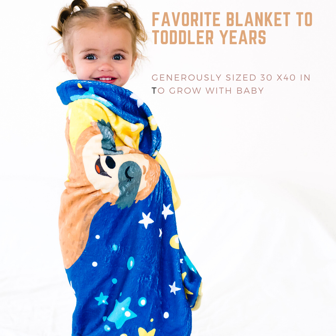 Bamboo Viscose Minky Sloth Blanket -  Double Layers - I Love You to the Moon and Back