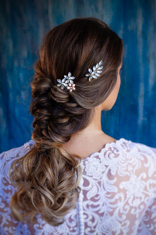 Daisy bridal crystal comb & hairpin set