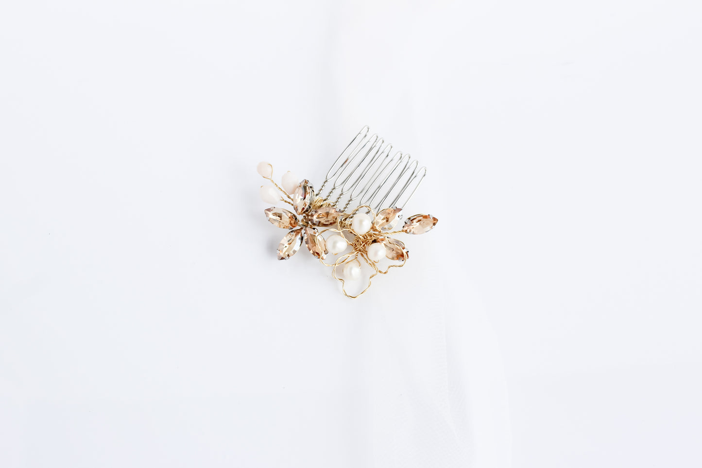Small gold crystal bridal hair comb