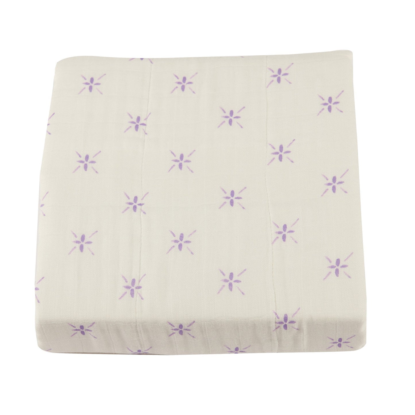 Lavender Flower and White Bamboo Muslin Newcastle Blanket