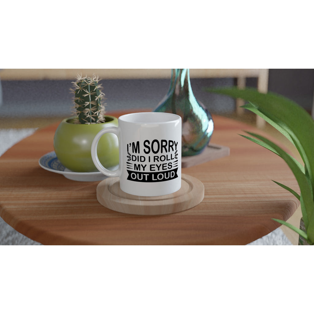 White 11oz Ceramic Mug - Eye Roll