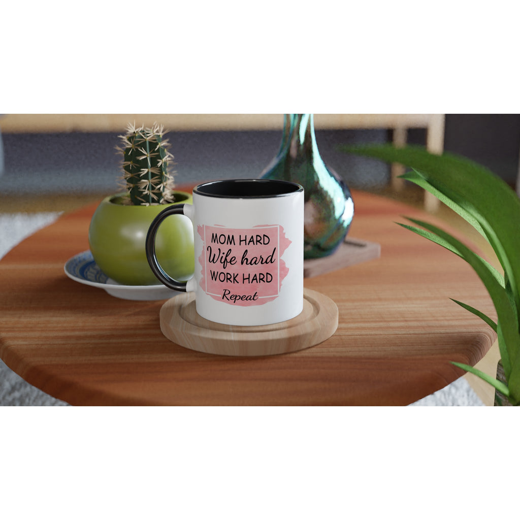 White 11oz Ceramic Mug Mom Life with Black Inside