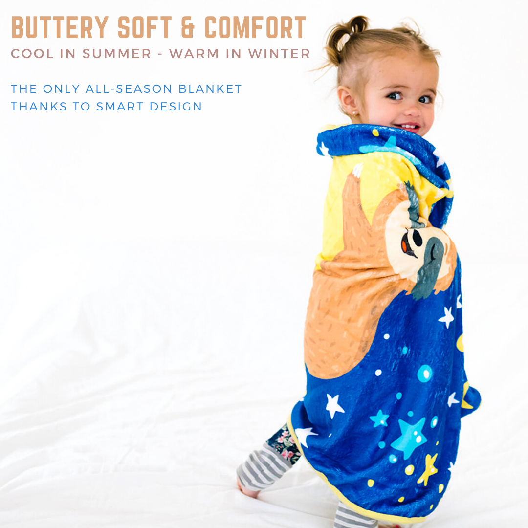 Bamboo Viscose Minky Sloth Blanket -  Double Layers - I Love You to the Moon and Back